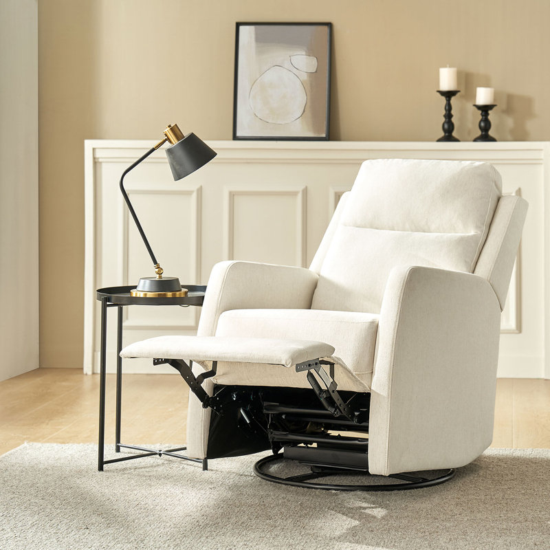 Caleya Modern Ergonomic Swivel Rocker Manual Recliner, Beige