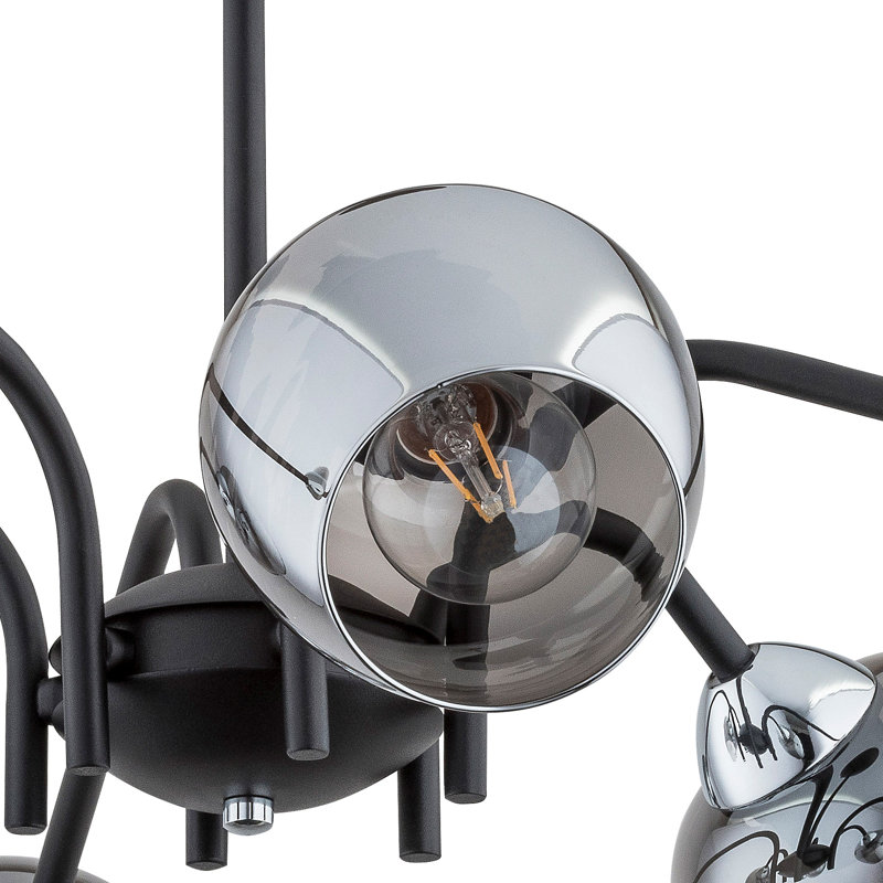 Dickerson 6 - Light Shaded Chandelier, Chrome, Graphite