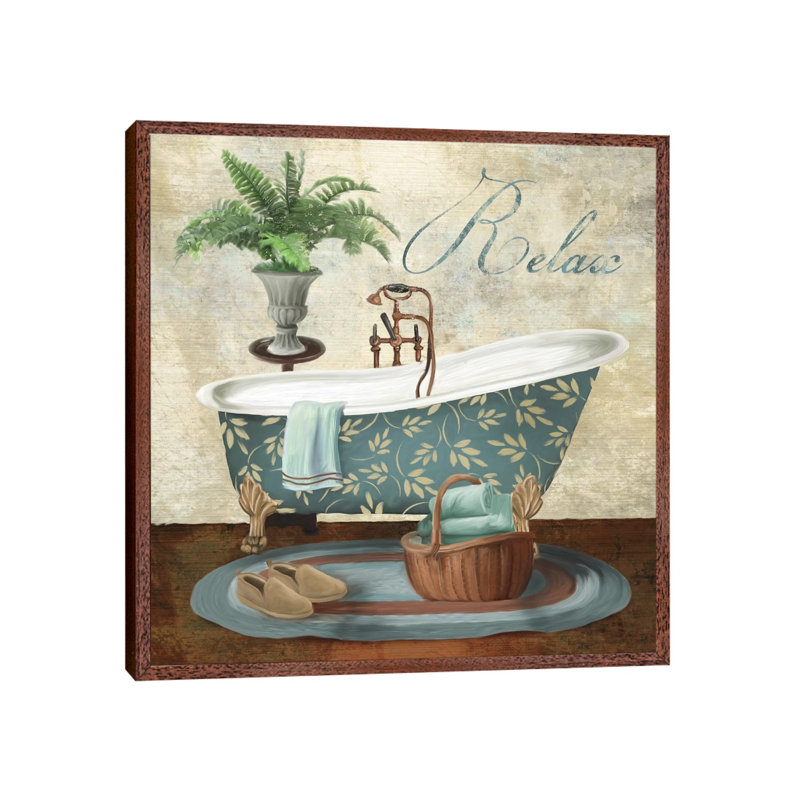 Bath Relax by Conrad Knutsen - Painting on Canvas, 45.72 cm H x 45.72 cm W, Classic Wood Framed Canvas