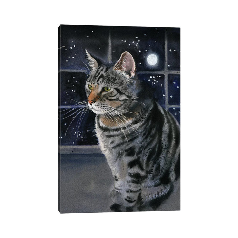 Moon Kitty by Rachel Parker - Painting on Canvas, 101.6 cm H x 66.04 cm W x 1.91 cm D, Wrapped Canvas