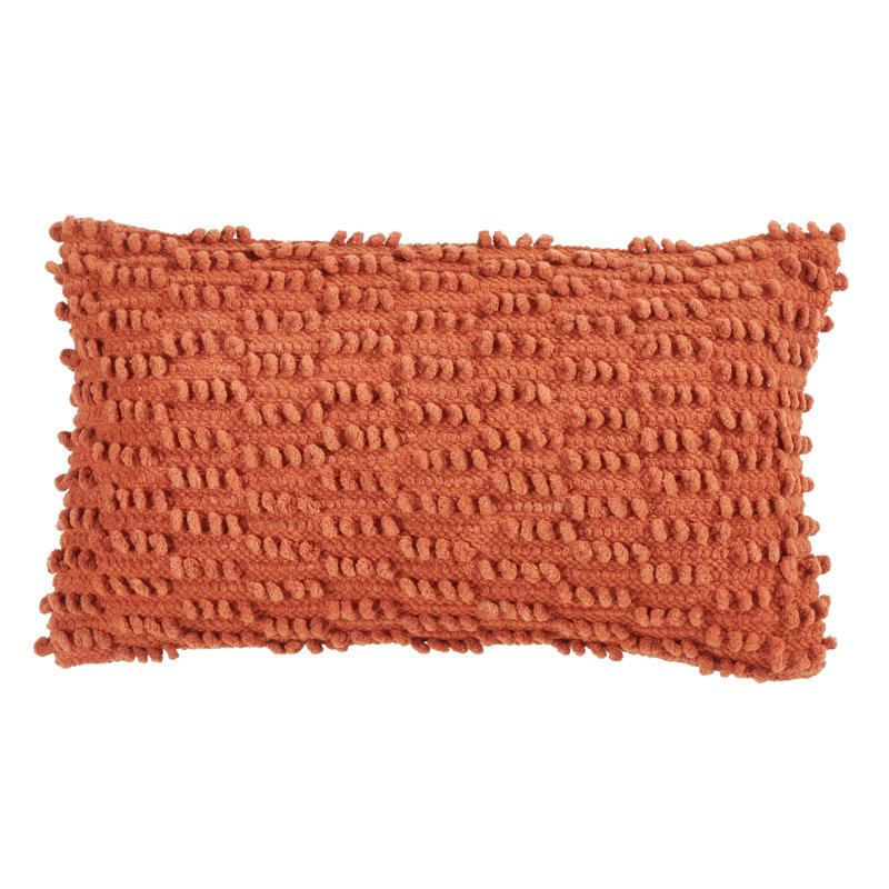 Rust Textured Cotton Nubby Design Throw Pillow, 12"x20"