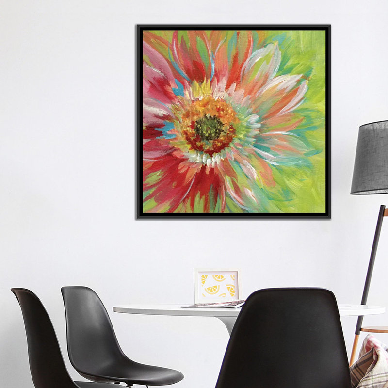 « brillante soleil burst », impression sur toile, H 37 po x l 37 po x P 1,5 po, Toile avec cadre flottant noir, Pas de tapis