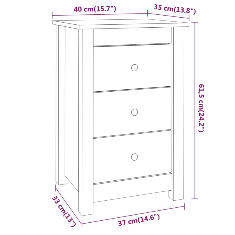 Poulson 40cm W Solid Wood Bedside Table, Brown