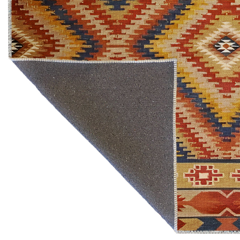 Tapis décoratif multicolore à motif géométrique de forme rectangulaire jaune, Tapis de couloir 3 pi 3,37 po x 9 pi 10,11 po
