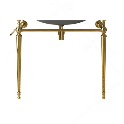 36" Freestanding Bathroom Console with Iron Legs, Gold Finish, Sink & Faucet Not Included