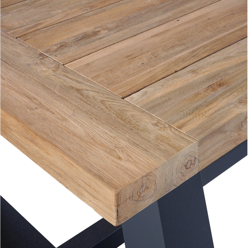 Morones Rectangular Reclaimed Teak & Metal 6 Person Indoor Outdoor Dining Set