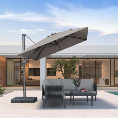 8' x 10'  Rectangular 360° Rotation Swivel Left-right Tilt Cantilever Umbrella with 360-degree Rotation