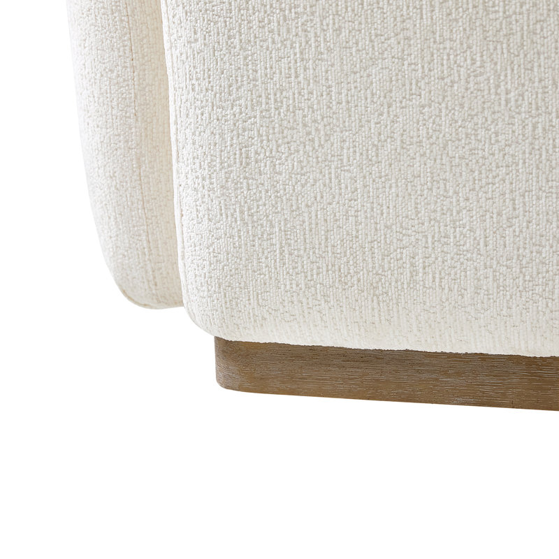 Fauteuil pivotant moderne en chenille avec base en bois massif de 35 po Berklie, Ivoire ivoire