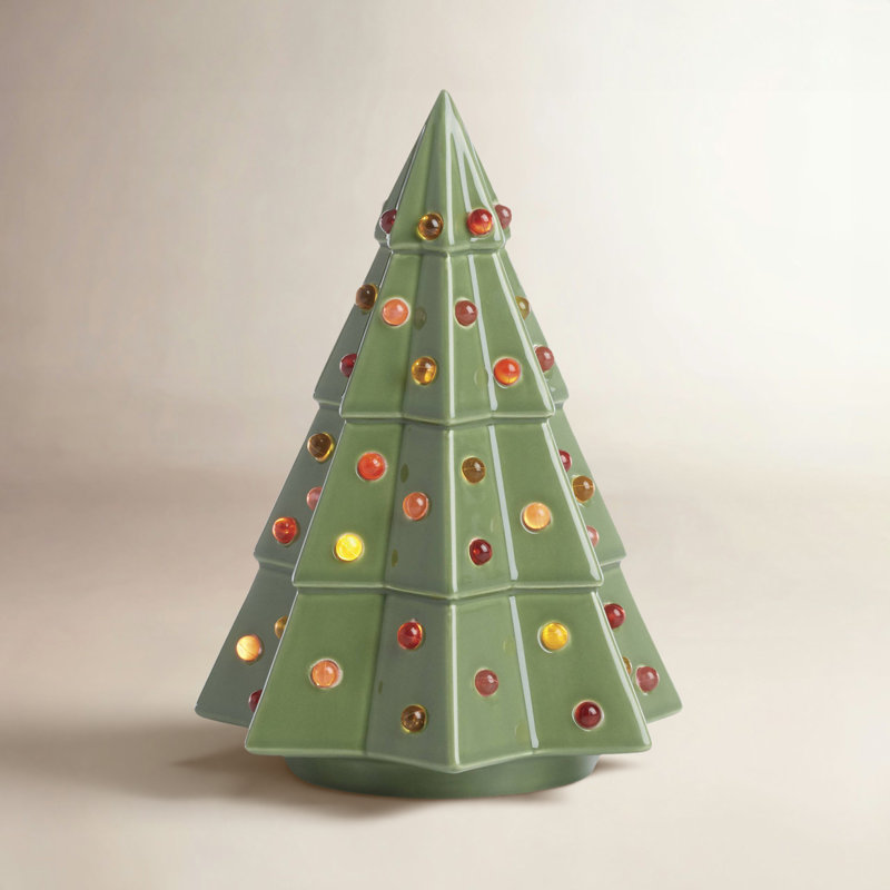 Christmas Lighted Tree Tabletop Tree, 7.63" H x 5.25" W x 5.25" D