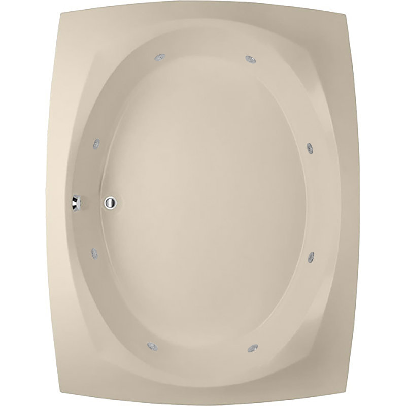 Largo 82'' x 64'' Whirlpool Acrylic Bathtub, Almond, Polished Chrome