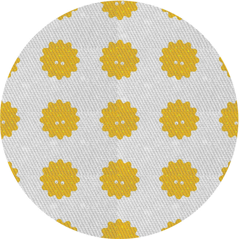 Tapis jaune à motif floral Daryl, Rond 6 pi
