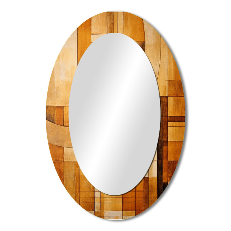Bronze Brilliance Symetry II - Brown Oval Wall Mirror Decor, 36" x 24"