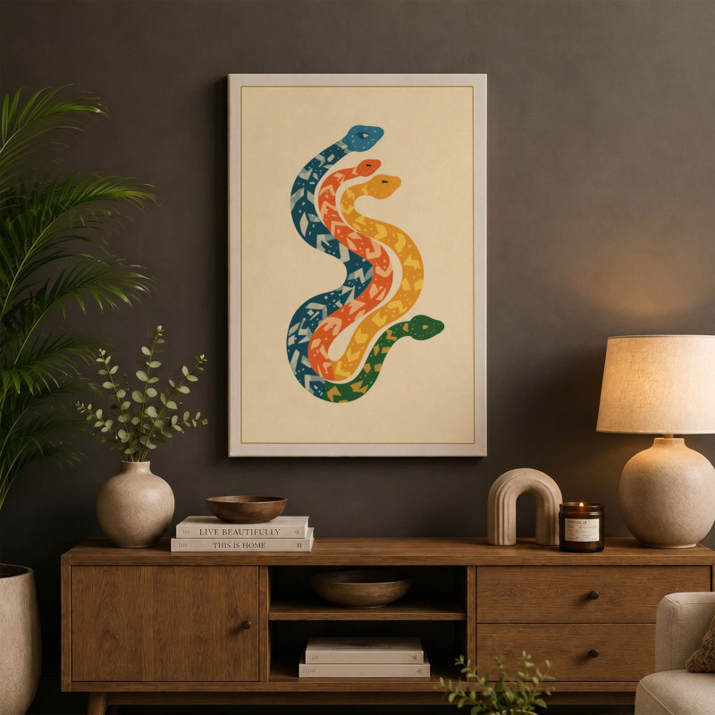 Entwined Serpents Art Deco - Wrapped Canvas, 18x12 - 45.7 x 30.5 cm, White Border
