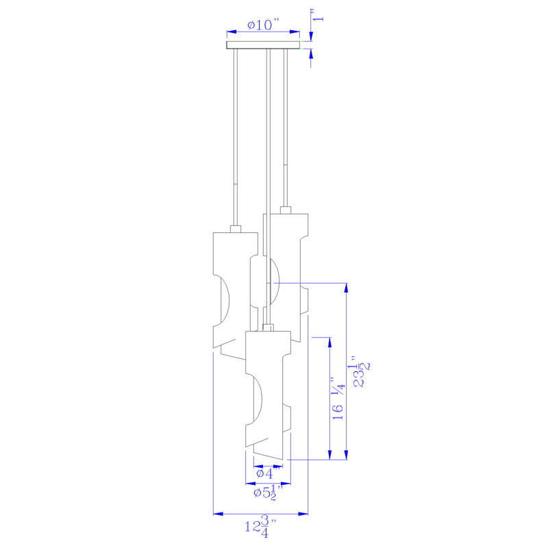 Luminaire suspendu géométrique 3 lumières grappe Henderson