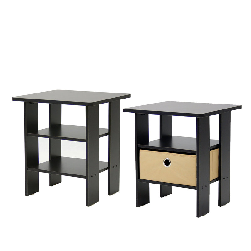 Joseph Side Table Nightstand with Bin Drawer, 2 per set, Espresso