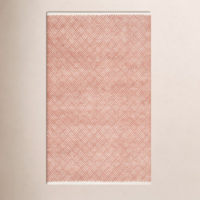 Evansdale Orange Hand-Woven Geometric Cotton Rug