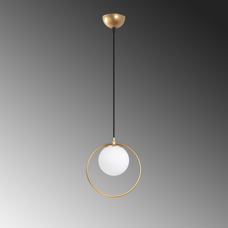 Elegant Adjustable Chandelier, Gold Finish, 11.8 in Diameter x 11.8 in Height | Metal Body with Glass Cap | Height Adjustable from 11.8 in to 49.6 in | E27 Socket, Max 40W (Bulb Not Included), Stylish Home Lighting Solution