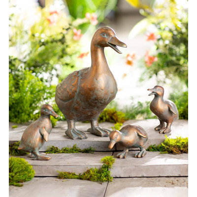 Hulme Duck Family with Mother and Three Babies Garden Statuary