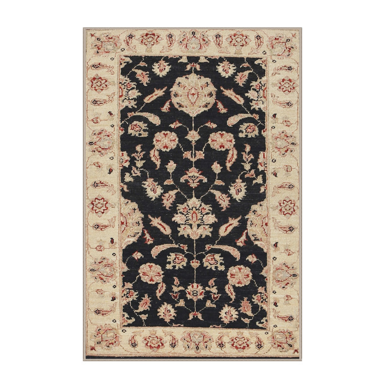 Tapis traditionnel noir / beige Guerrette, Rectangle 3 pi x 5 pi