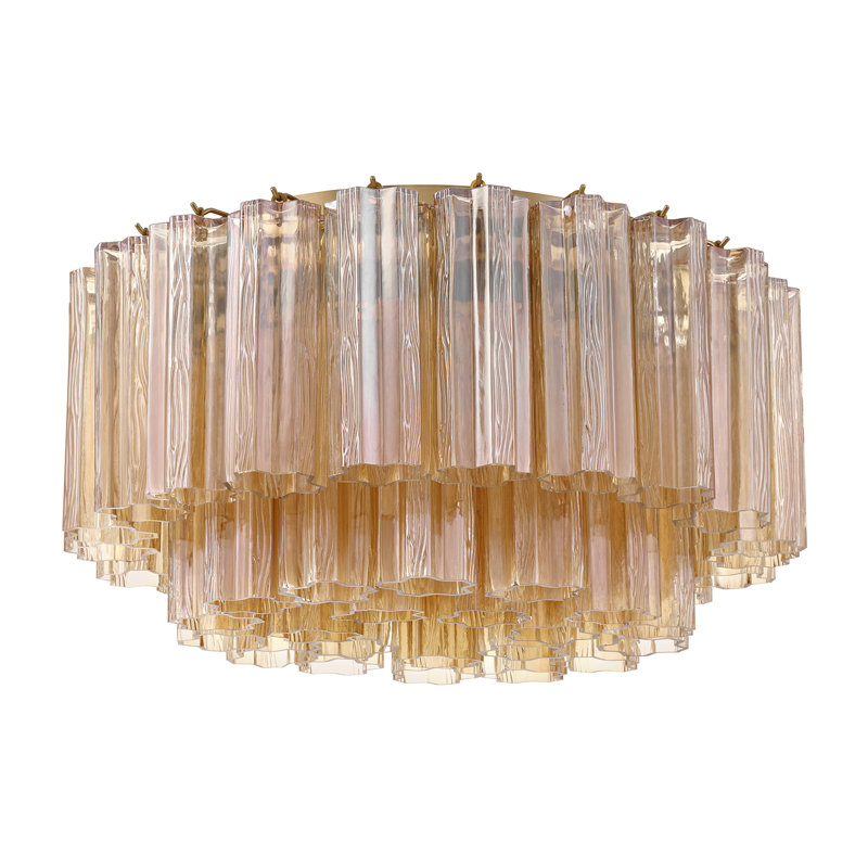 Plafonnier encastré 7 lumières Shaurya, Laiton vieilli / ambre