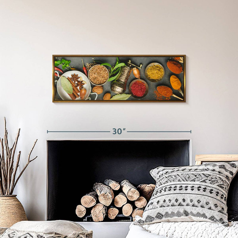 Fines herbes et épices, Cadre flottant doré, 28 po x 10 po