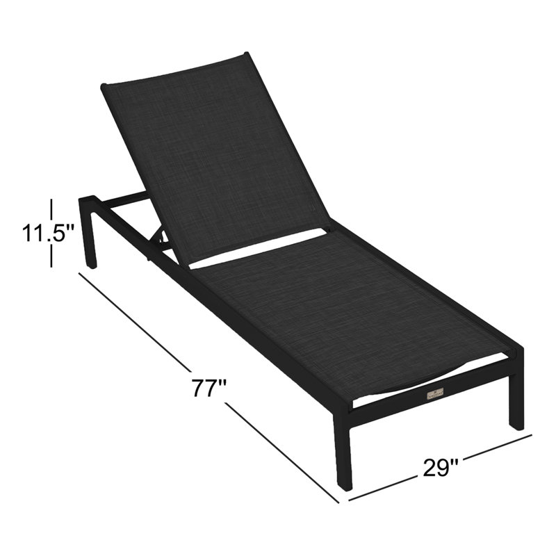 Chaise longue inclinable 77 po Evi, Noir / Noir