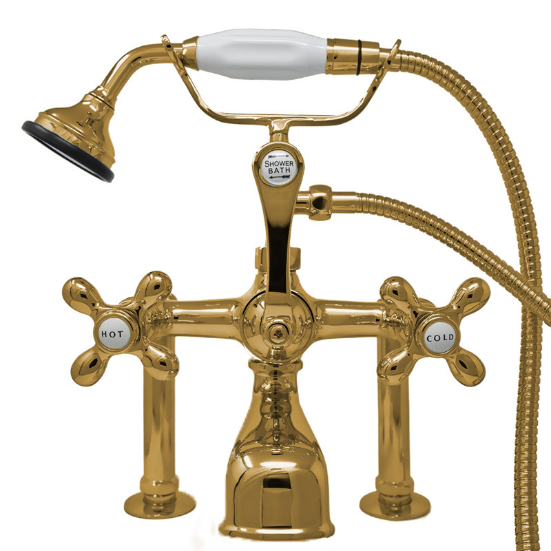 British Telephone Deck Mount Tub Faucet (P0462) by Strom Living, Unlacquered Satin Brass