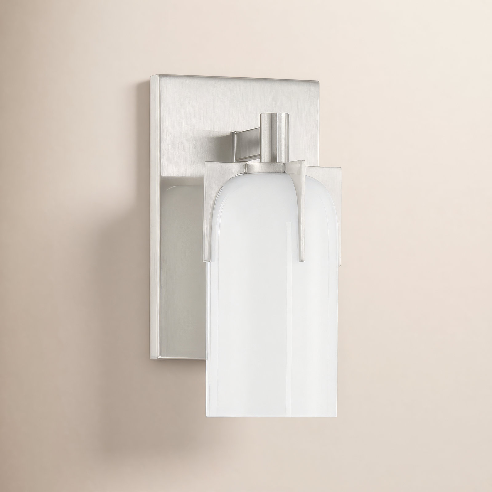 Navana Single Frosted Dimmable Bath Sconce, Satin Nickel