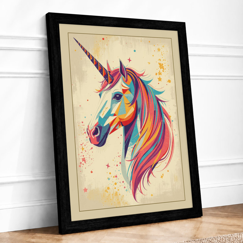 Whimsical Unicorn Maximalist - Framed Print, A4 - 29.7 x 21.0 cm, Black