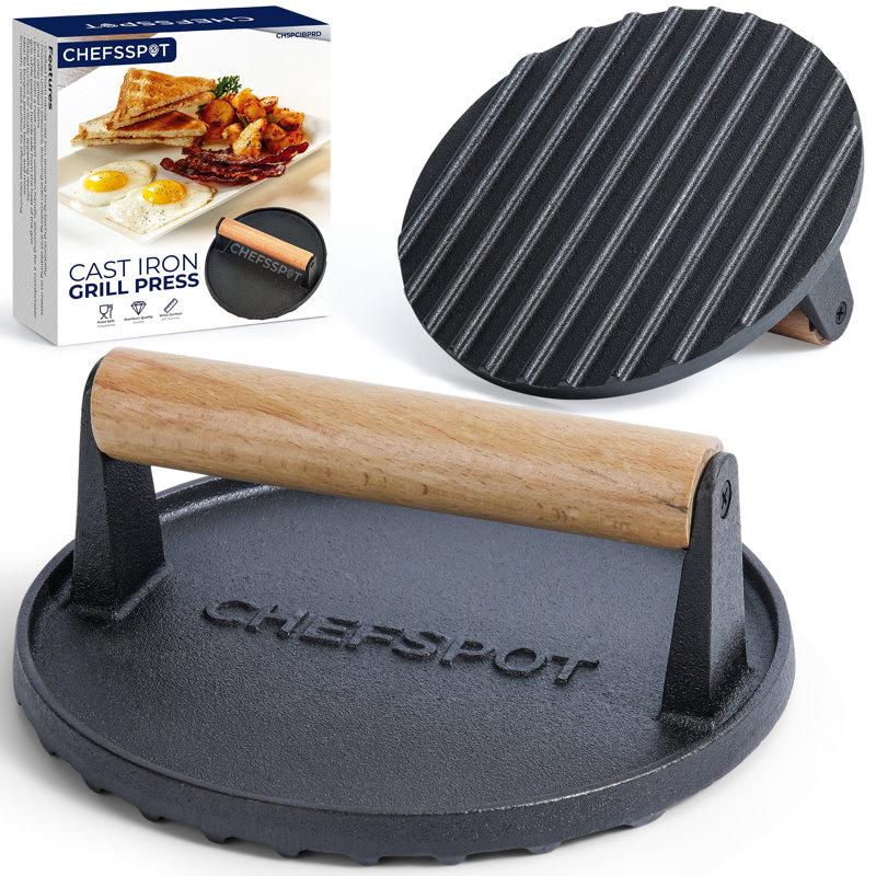 Presse à griller ronde en fonte pré-assaisonnée CHEFSPOT