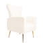 Fauteuil rembourré en velours avec dossier à oreilles - pieds dorés, dossier à oreilles d'appoint blanc de style moderne et élégant
