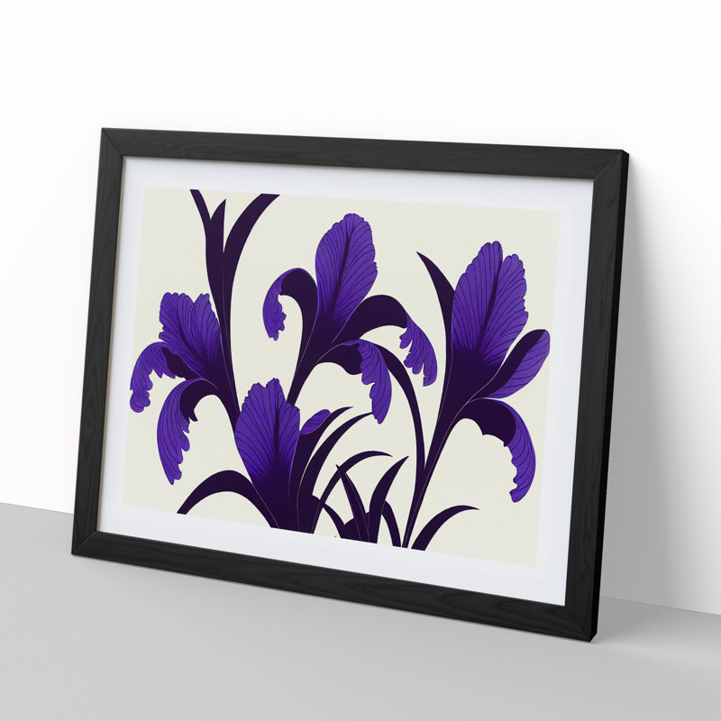 Lively Iris Flowers - Single Picture Frame Print, Black, 46cm H x 64cm W