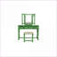Ensemble coiffeuse avec tabouret, pin rustique contemporain, vert menthe, miroir pliable à 3 panneaux, tiroirs, chambre à coucher | Tissu | Tabourets de coiffeuse