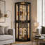 170cm Black Pentagonal Corner Display Cabinet - LED Illuminated Glass Showcase