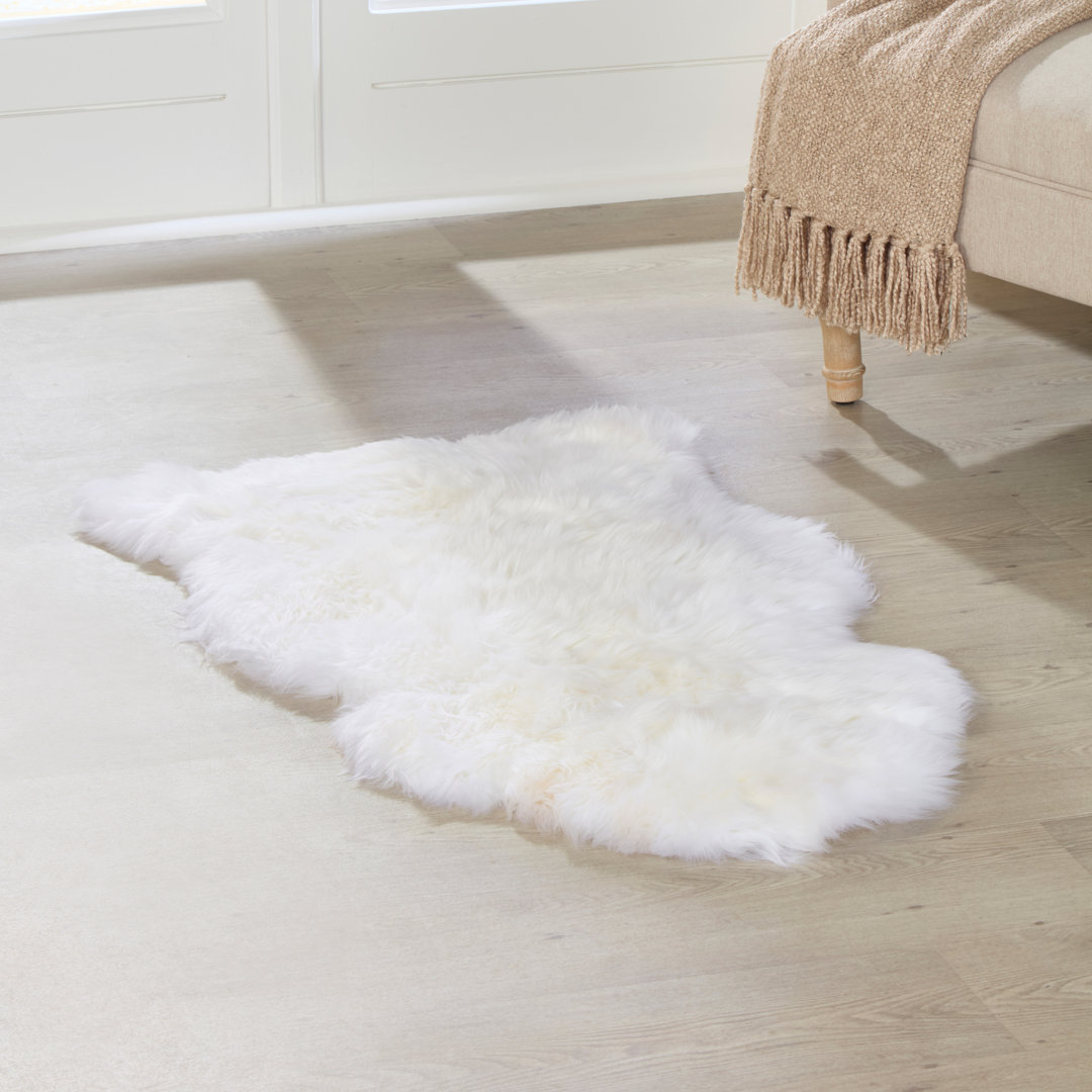 Adriel Solid Colour Sheepskin 120cm X 60cm Area Rug
