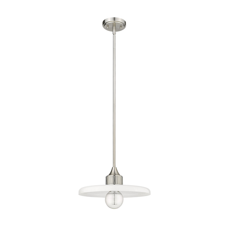 Jamyla 1 - Light Unique/Statement Pendant, Brushed Nickel, 6.25" H x 14" W x 14" D, Gloss Opal