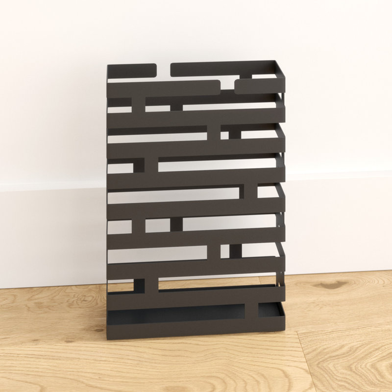 Black Powder-Coated Steel Rectangular Umbrella Stand