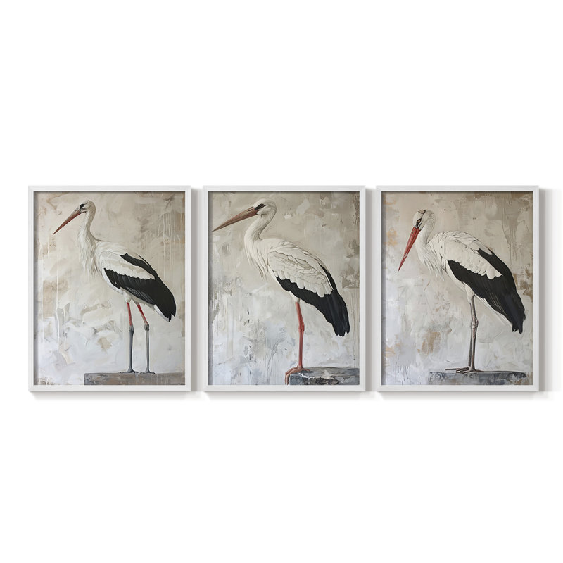 Série Sea and Shore XLII - Ensemble de 3 estampes numériques encadrées - Prêt à être accroché, Cadre blanc, H 14 po x l 11 po