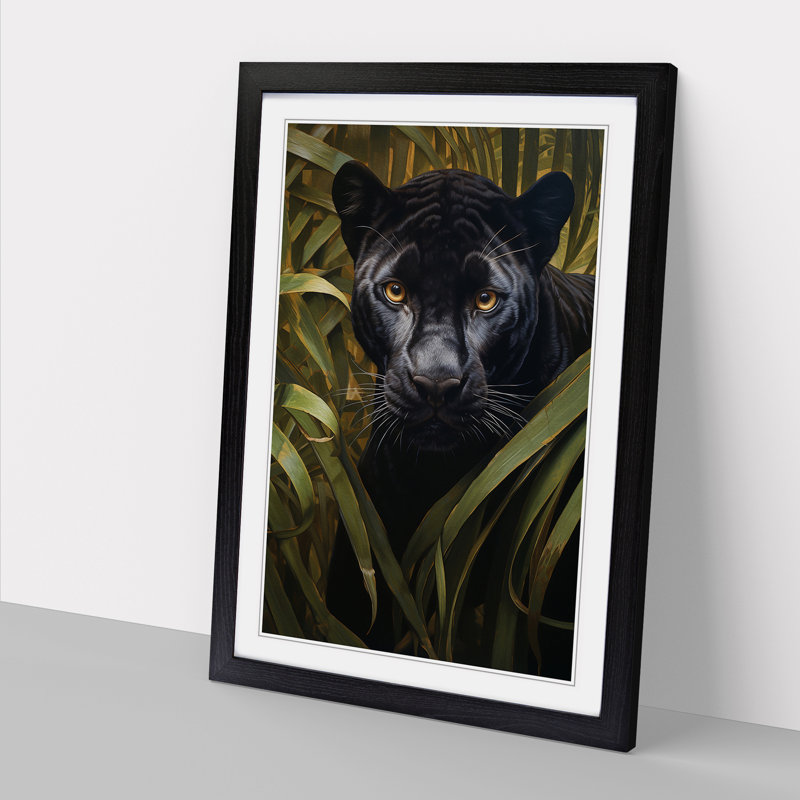 Panther Symbolism No.2 - Single Picture Frame Print on Wood, Black Framed, 64cm H x 46cm W x 2" D