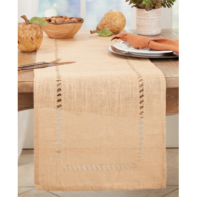 Earthy Refinement Jute Hemstitch Table Runner