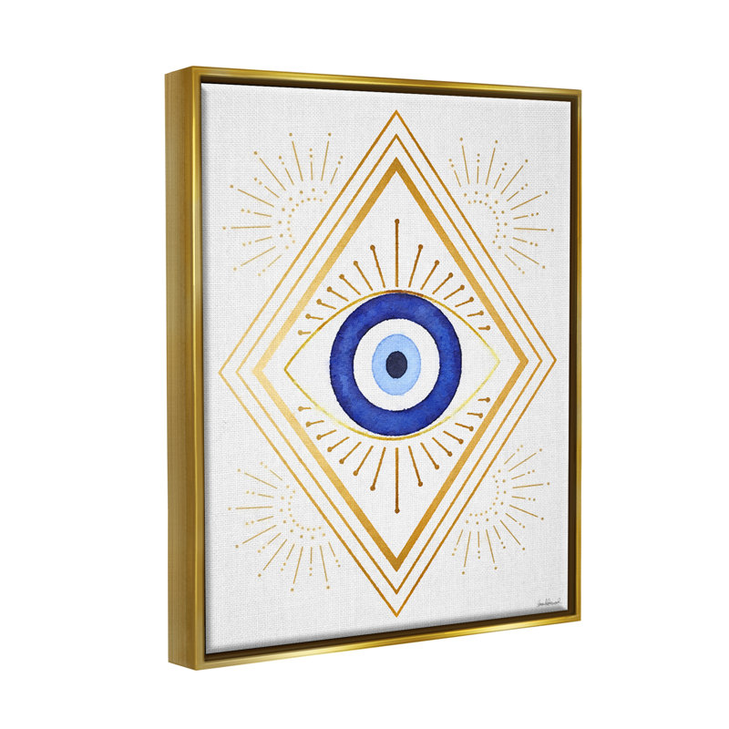 Art mural sur toile Vivid Blue Eye, H 21 po x l 17 po x P 1,7 po, Cadre flottant métallique doré