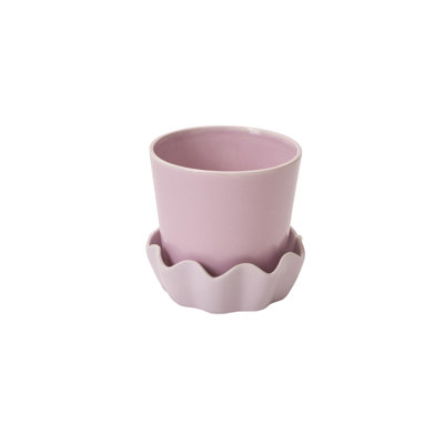 Scalloped Edge Planter and Saucer