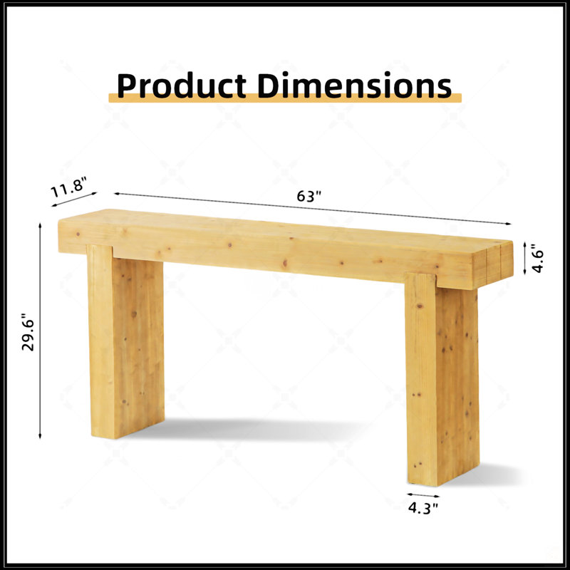 Console en bois massif de 63 pouces - Table de ferme rustique pour entrée, couloir ou derrière le canapé, conception rectangulaire étroite