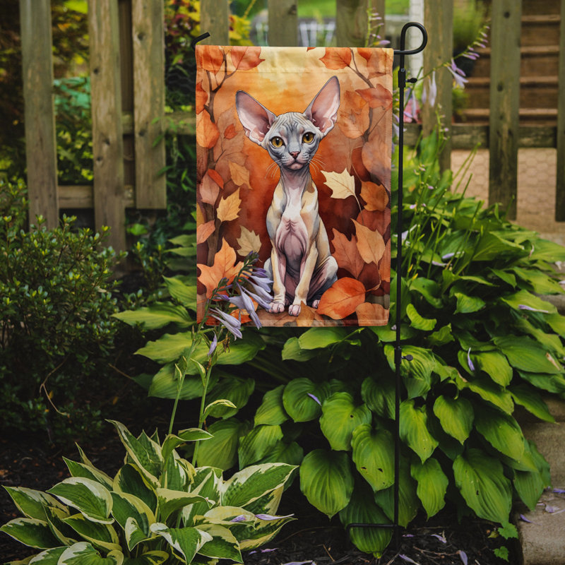 Chat en feuilles d'automne drapeau de jardin, Minskin