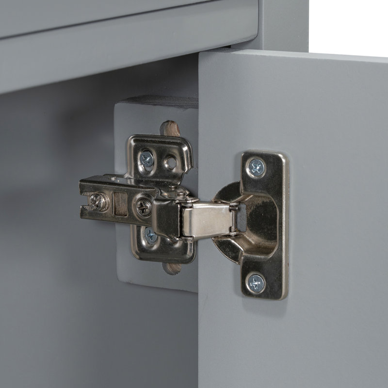 Meuble-lavabo de 20 pouces avec lavabo en céramique, porte à fermeture en douceur et poignée pour faciliter les petits travaux de rangement