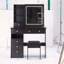 Bureau de meuble-lavabo 37 pouces avec miroir coulissant à DEL et rangement-1085963746