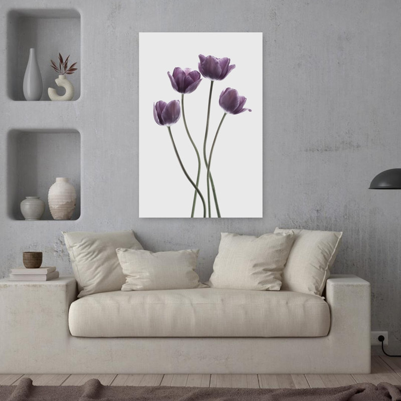 Tulipes mauves, art contemporain de tulipes, H 36 po x l 24 po