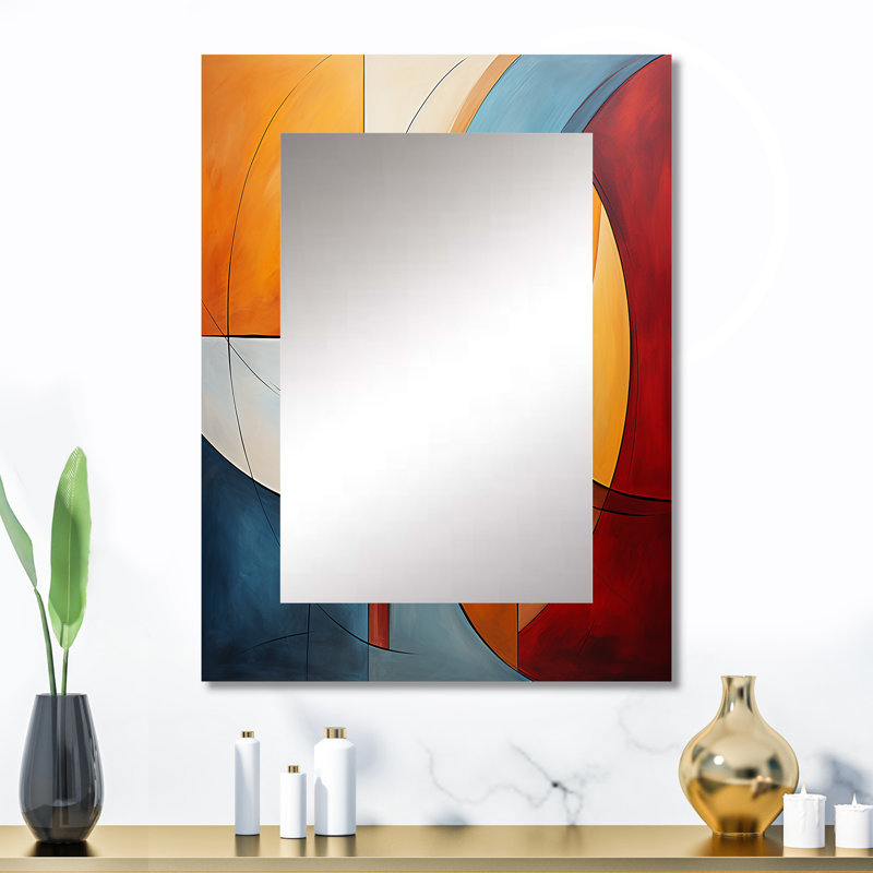 Cubism Geometric Form I - Cubism Large Wall Mirror, Modern Decorative Mirror, Printed Metal Art, 32" x 24"