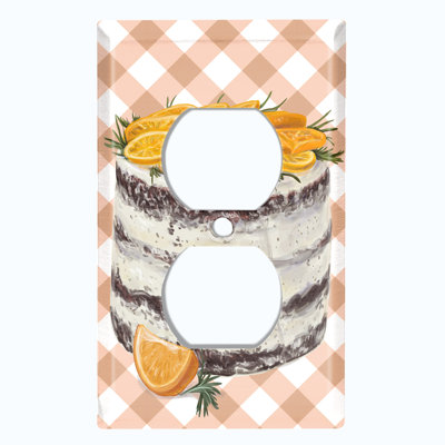 Plaque murale en métal à 1 face en forme de gâteau orange et chocolat Layered