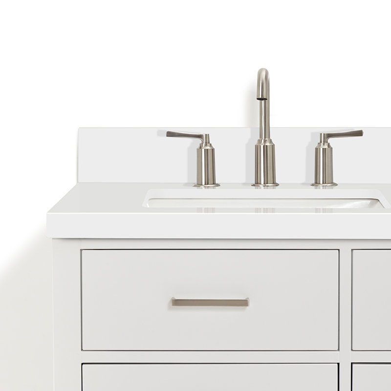 73'' W Double Vanity, Brushed Nickel, White, 61"